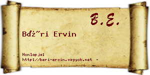Béri Ervin névjegykártya